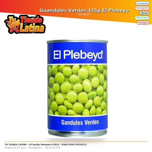 [46037] Green Guandules 425g El Plebeyo
