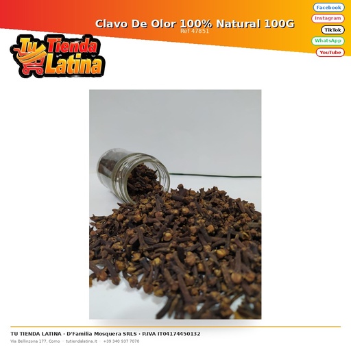 [47851] Chiodi di garofano naturali al 100% 100G