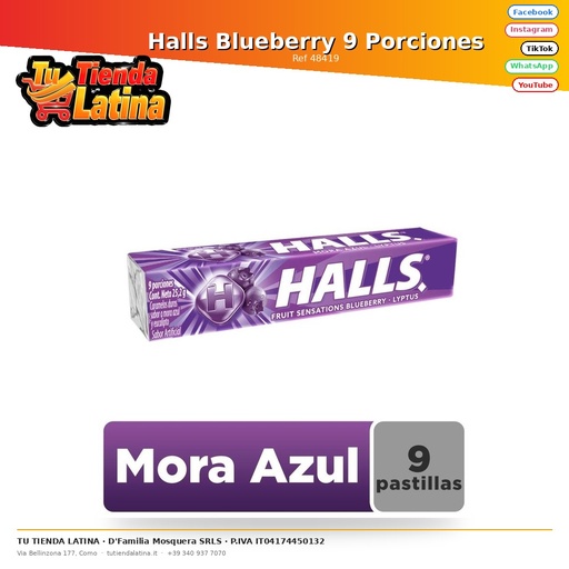 [48419] Halls Blueberry 9 Porciones