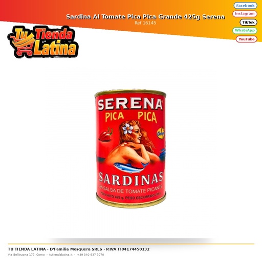[16145] Sardina Al Tomate Pica Pica Grande 425g Serena