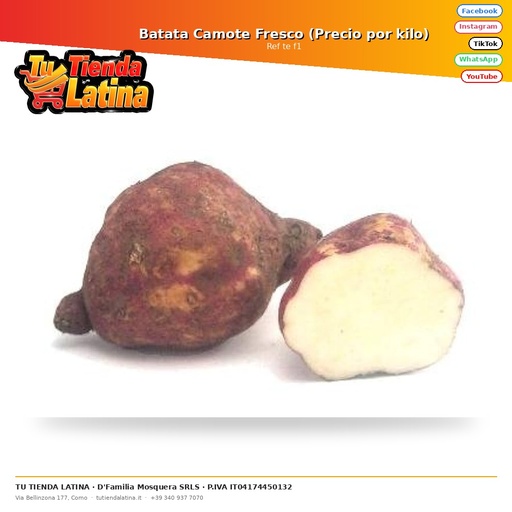[te f1] Batata Camote Fresco (Precio por kilo)