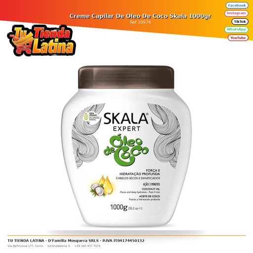 [10974] Crema per capelli all'olio di cocco Skala 1000gr