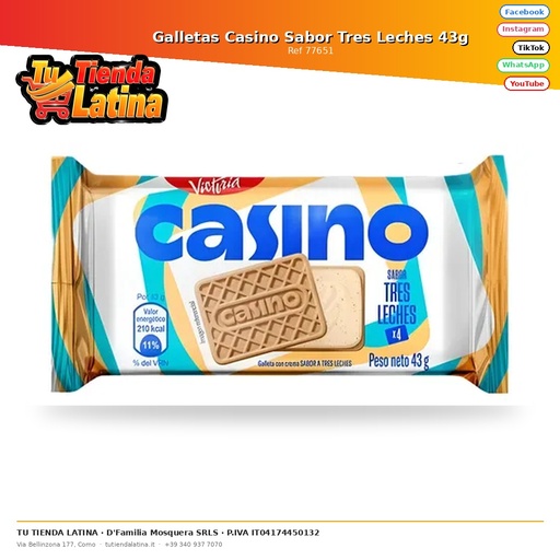 [77651] Galletas Casino Sabor Tres Leches 43g