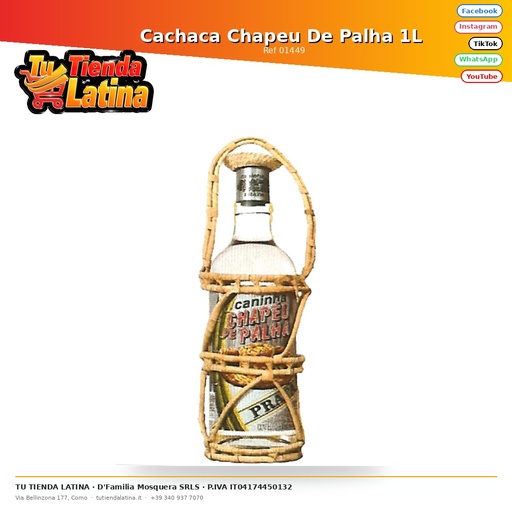[01449] Cachaça Chapeu De Palha 1L