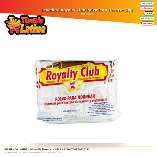 [adura] Levadura Royalty Club Polvo Para Hornear 28g