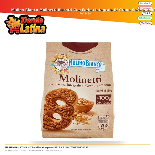 [44504] Mulino Bianco Molinetti Biscotti Con Farina Integrale Di Grano Saraceno 800G