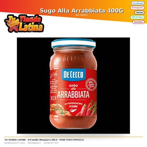 [04402] Sugo Alla Arrabbiata 400G