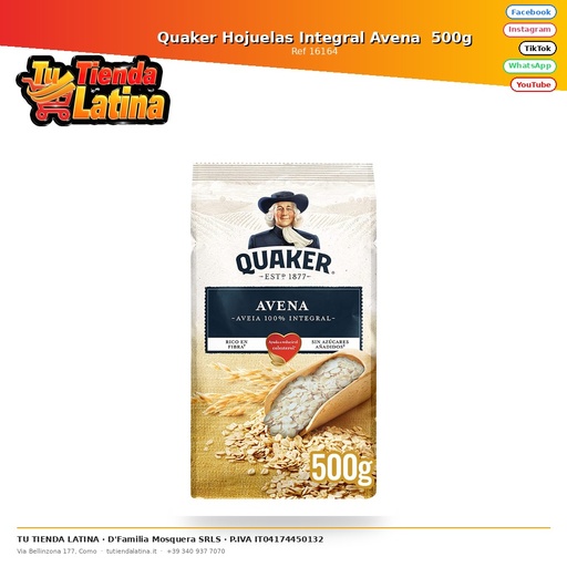 [16164] Quaker Hojuelas Integral Avena 500g