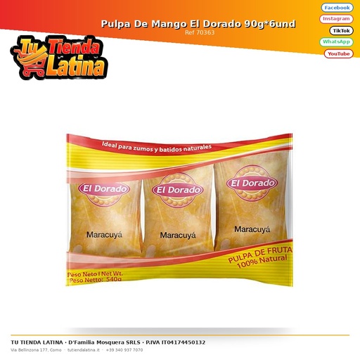 [70363] Pulpa De Mango El Dorado 90g*6und