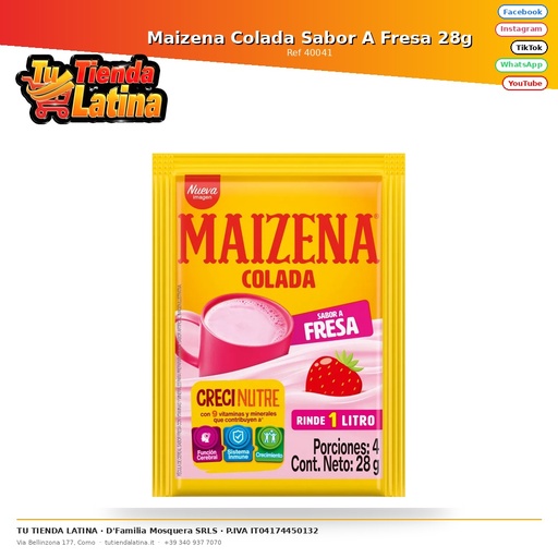 [40041] Amido di mais aromatizzato alla fragola 28g