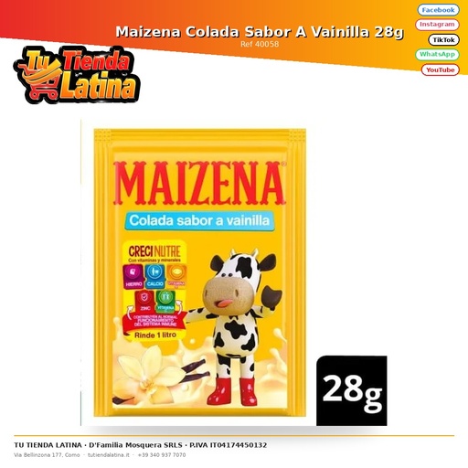 [40058] Amido Di Mais Filtrato Aroma Vaniglia 28g