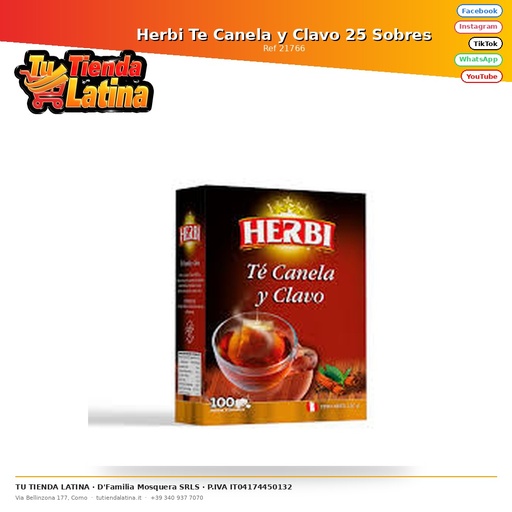 [21766] Herbi Cinnamon and Clove Tea 25 Envelopes