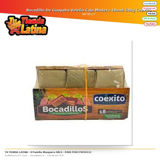 [80217] Veleño Guava Snack Scatola di legno 18 unità 540g Coexito