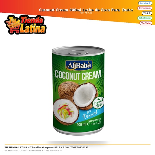 [76735] Coconut Cream 400ml Coconut Milk For Sweet