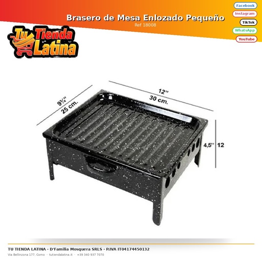 [18008] Brasero de Mesa Enlozado Pequeño