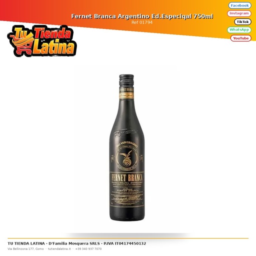 [01794] Fernet Branca Argentino Special Ed. 750ml